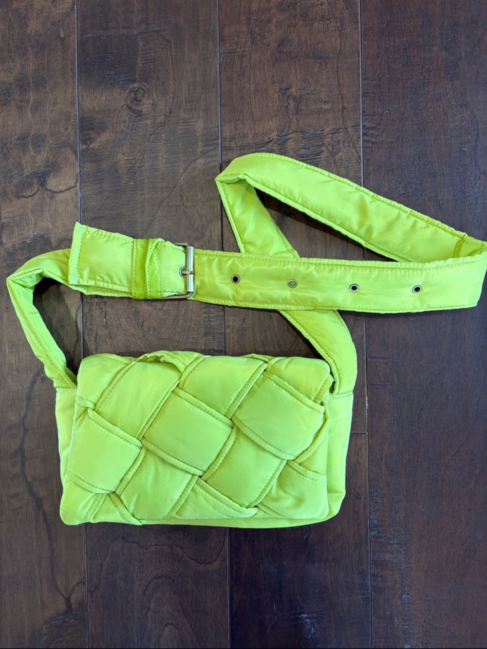 Anthropologie Neon Lime Quilted Crossbody Bag